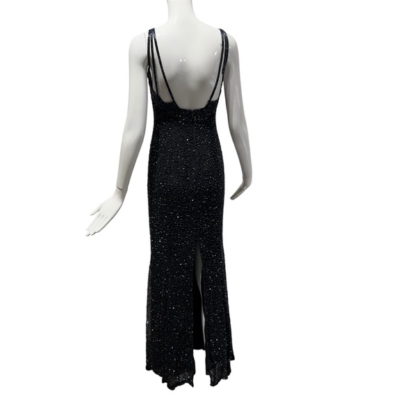 Vintage 80s-90s Andretta Donatello 100% Silk Fully Beaded Black Gown Dress Small - Picture 4 of 16